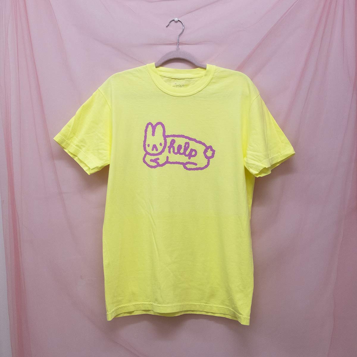 T-shirt jaune fluo "lapin help"