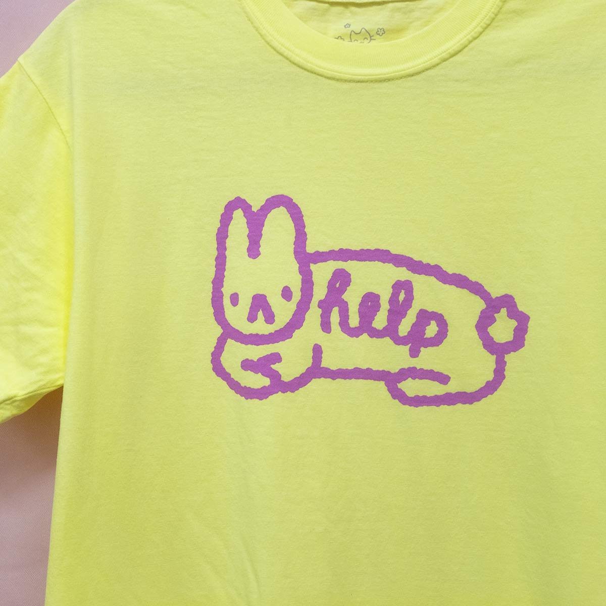 T-shirt jaune fluo "lapin help"