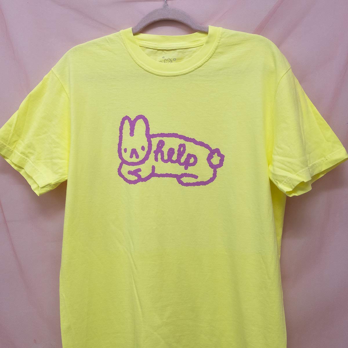 T-shirt jaune fluo "lapin help"