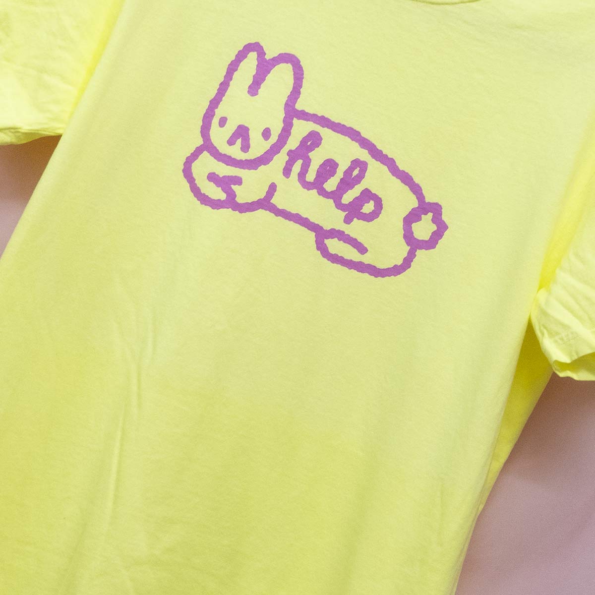 T-shirt jaune fluo "lapin help"