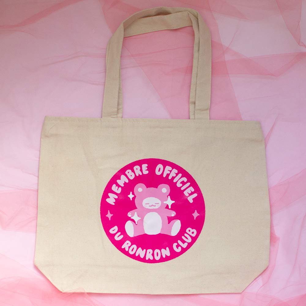 Large Ronron.club tote bag with zip