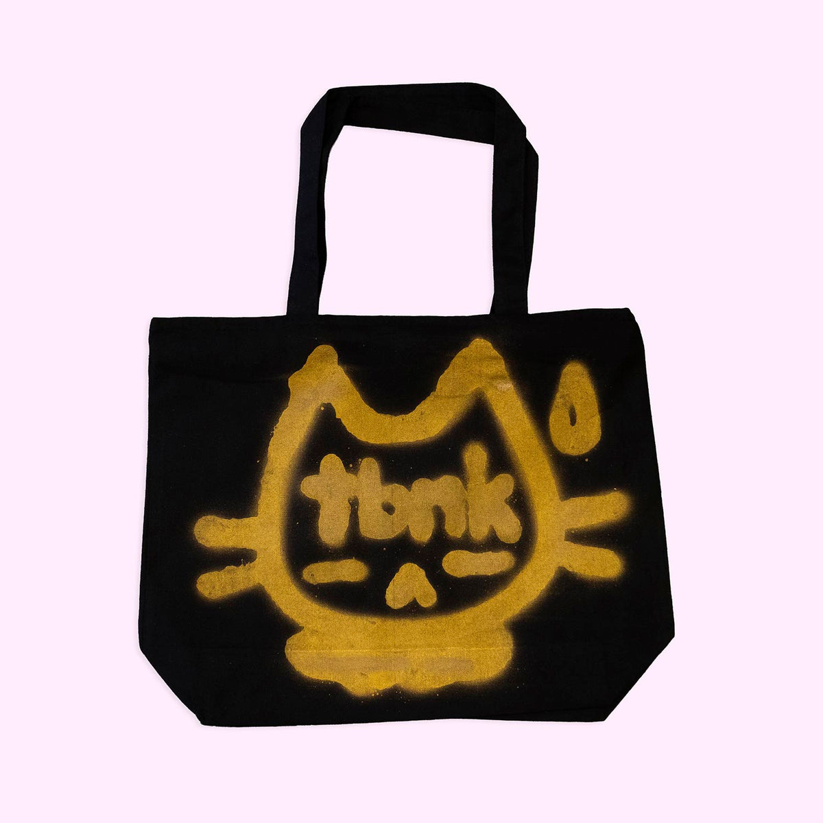 Unique "Tbnk Cat" painted tote bag