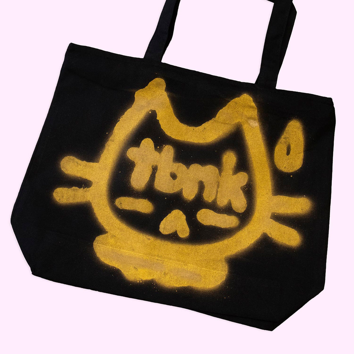Unique "Tbnk Cat" painted tote bag