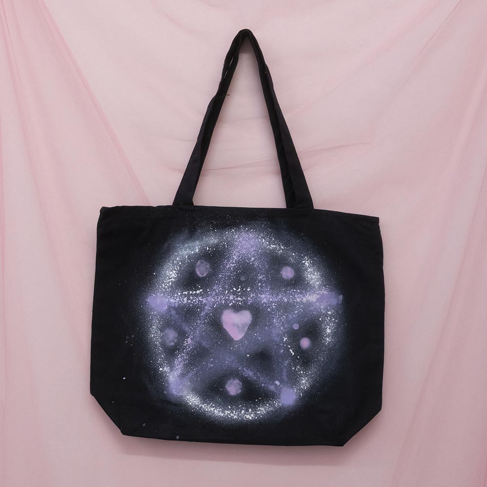 Spray painted "Pentacle" unique tote bag
