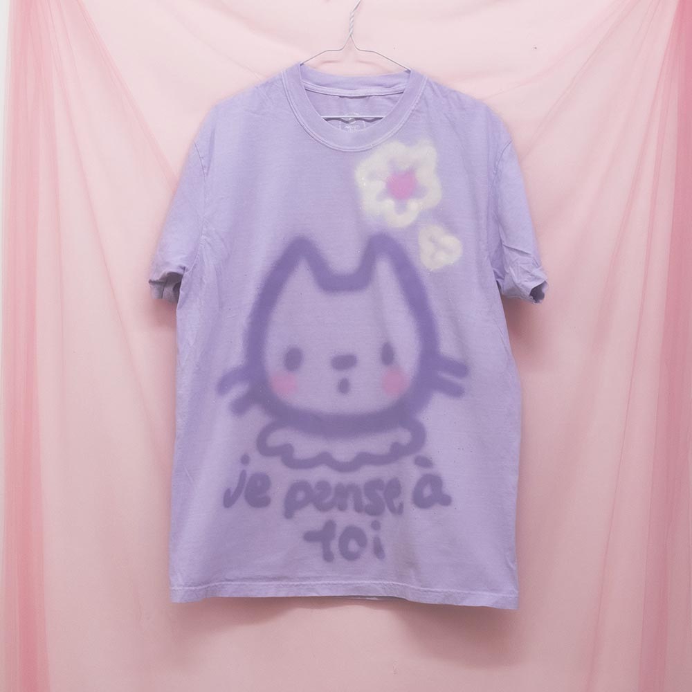 T-shirt "Je pense à toi" unique (L)