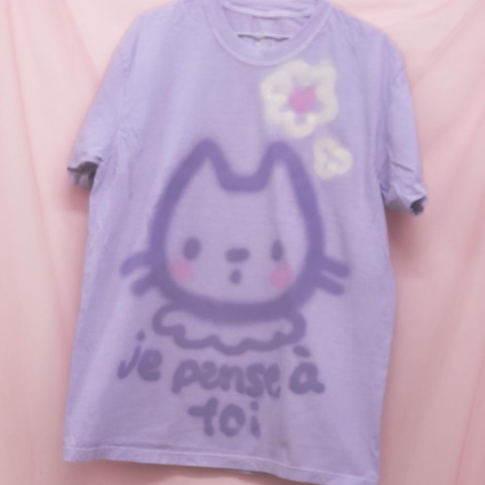 T-shirt "Je pense à toi" unique (L)