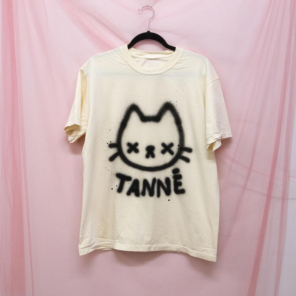 Fed Up Cat Spray Painted T-shirt (L)