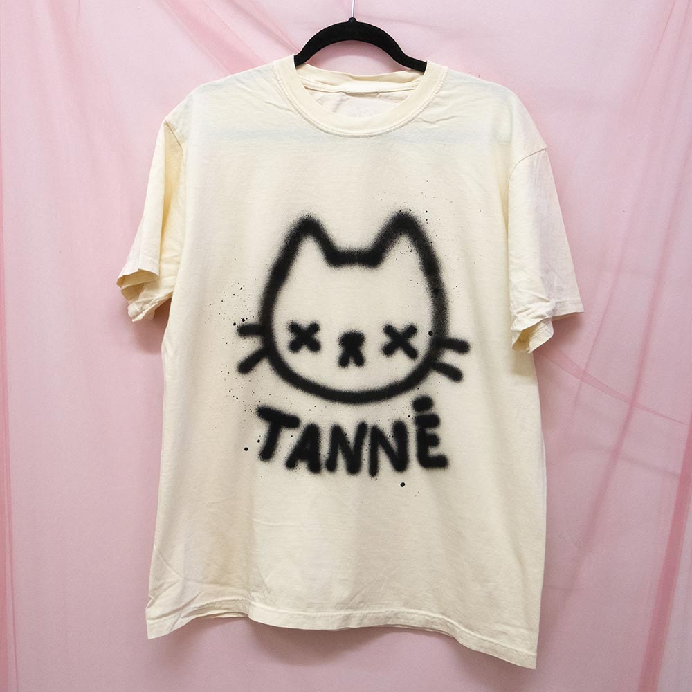 Fed Up Cat Spray Painted T-shirt (L)