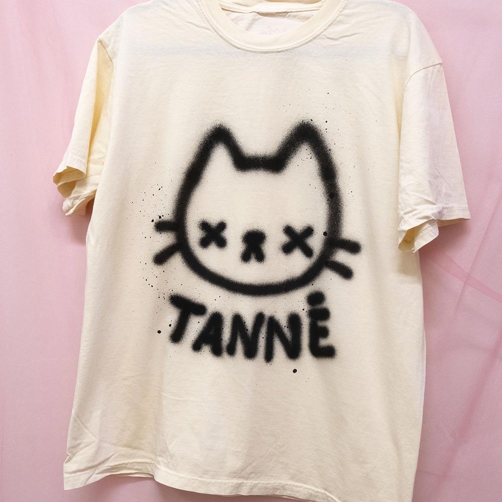 Fed Up Cat Spray Painted T-shirt (L)