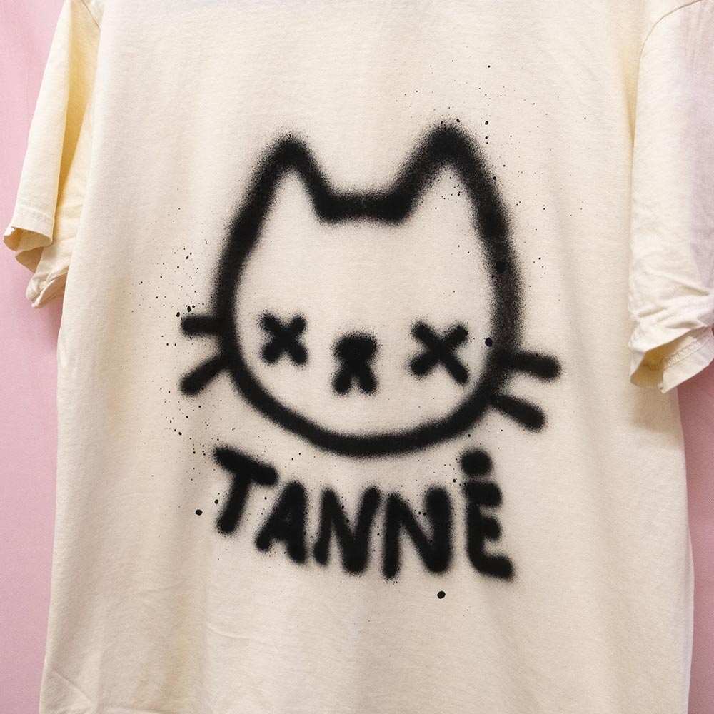 Fed Up Cat Spray Painted T-shirt (L)