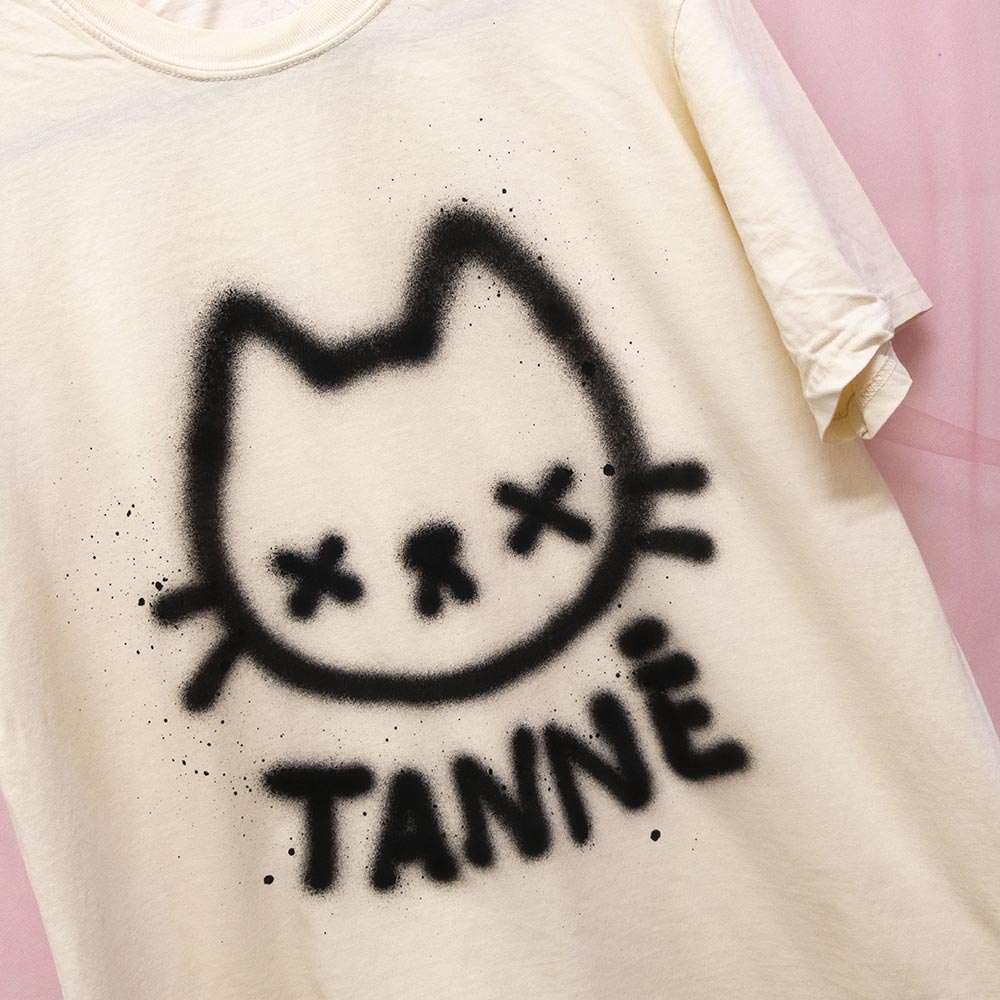 Fed Up Cat Spray Painted T-shirt (L)