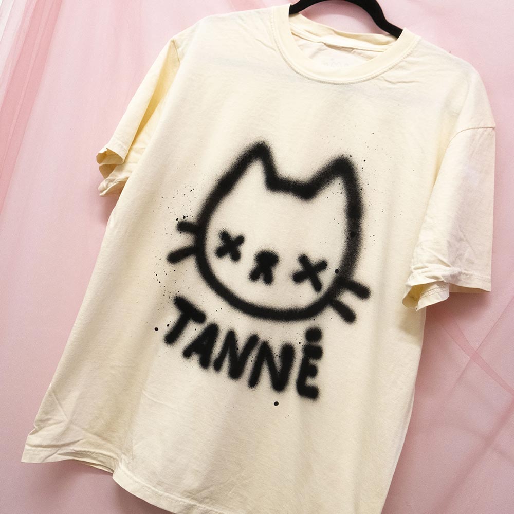 Fed Up Cat Spray Painted T-shirt (L)