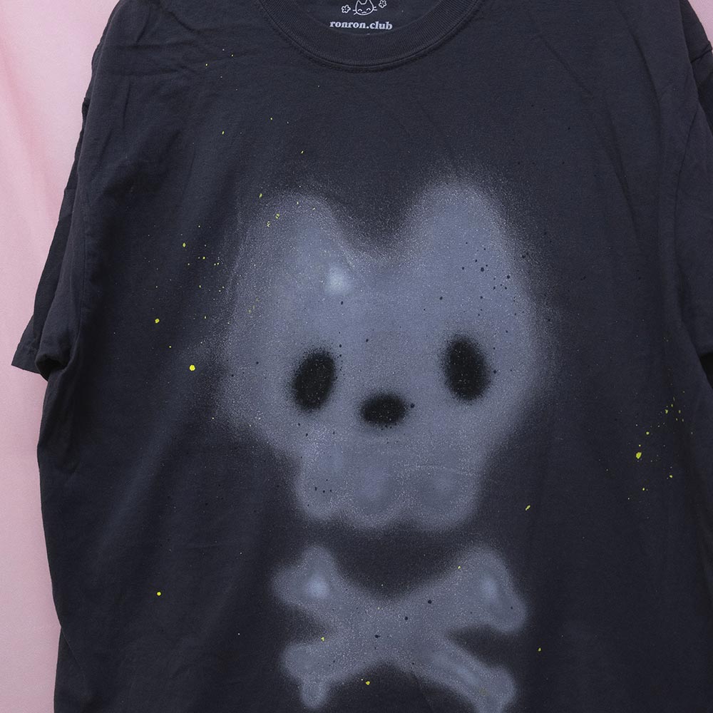 Cat Skull Spray painted T-shirt (XL)