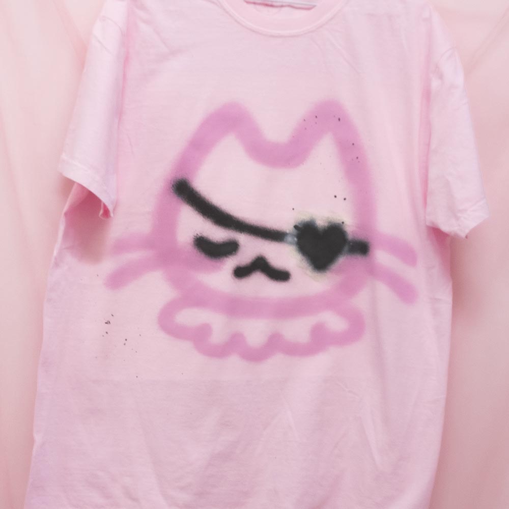 T-shirt "Chat pirate romantique" unique (L)