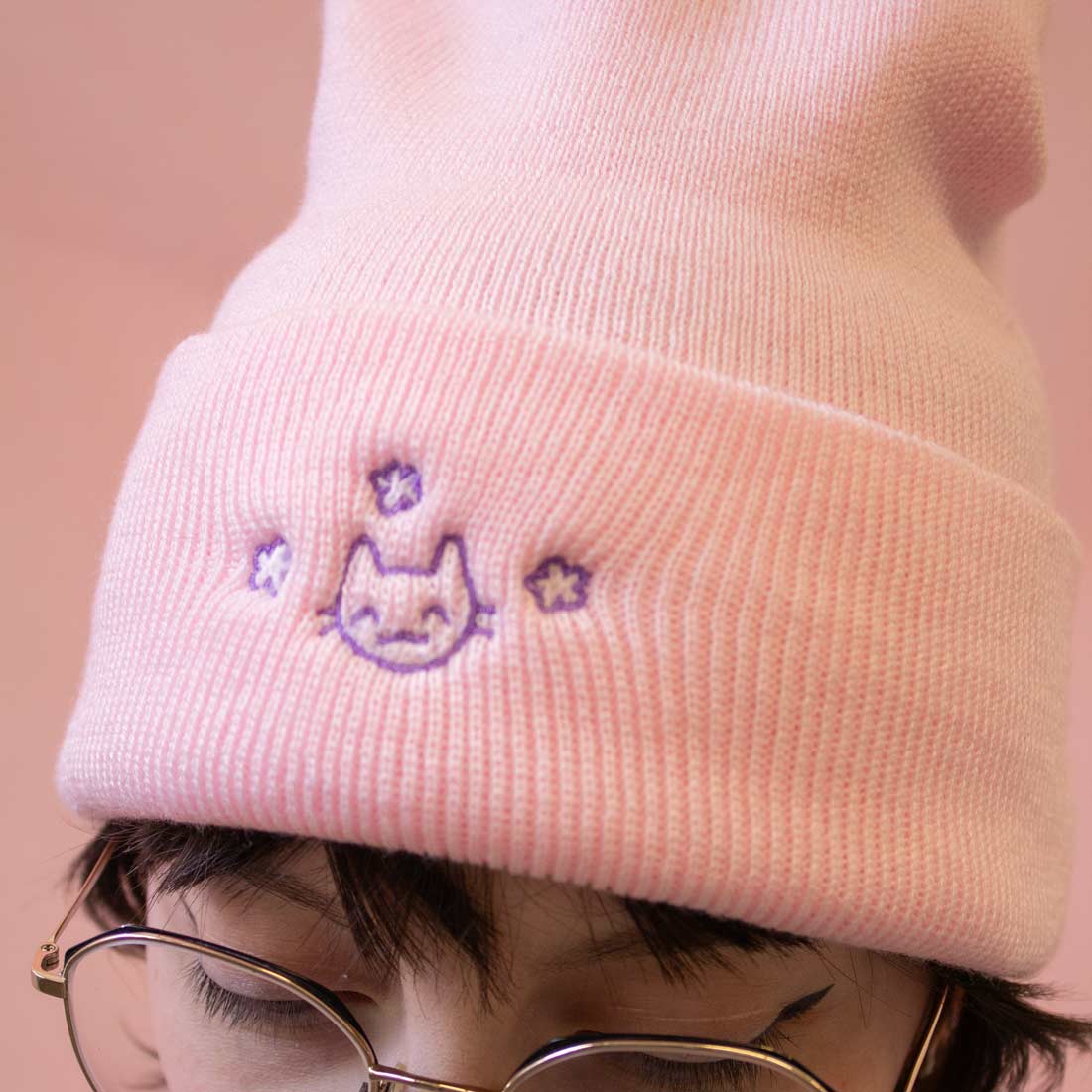 Tuque rose chaton content