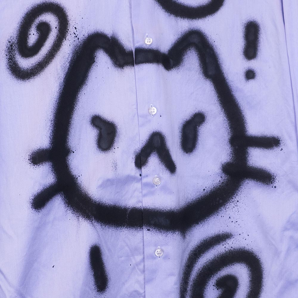 Upcycled "BACK OFF" lilac shirt