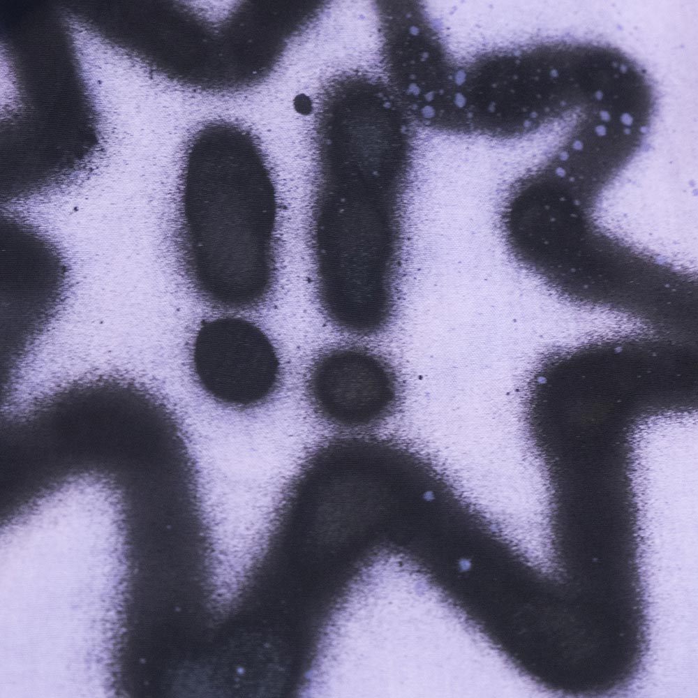 Upcycled "SHUT UP" lilac shirt