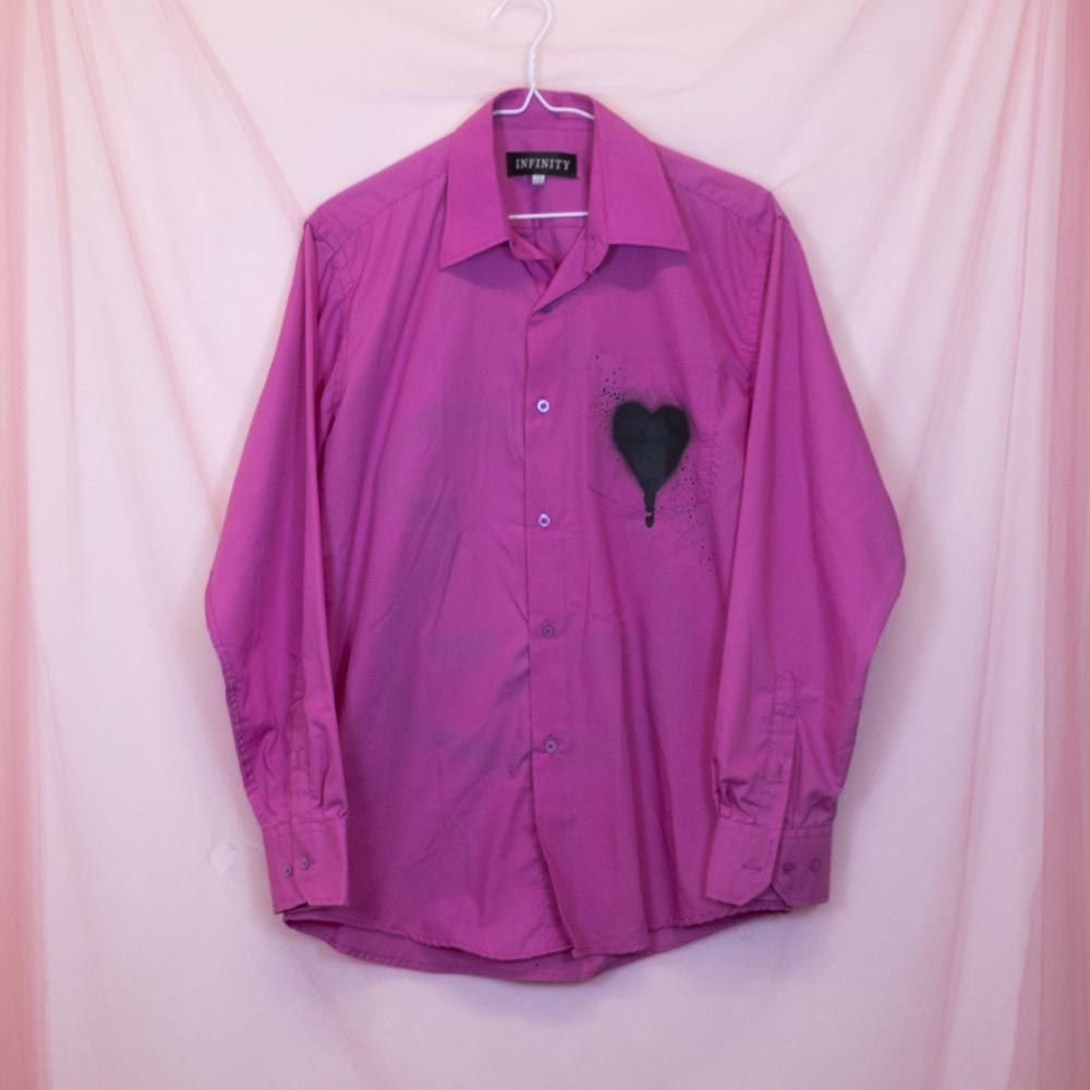 Chemise upcyclée "Lapin annoyed" rose