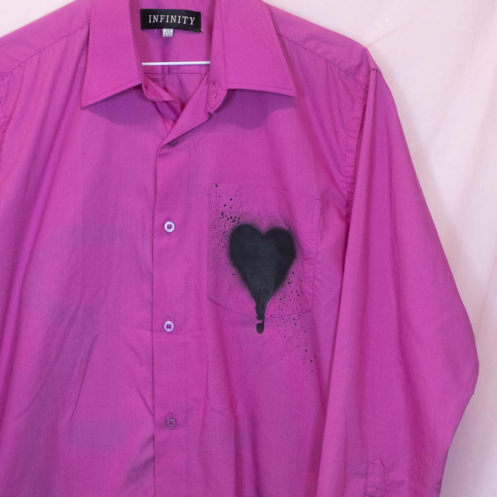 Chemise upcyclée "Lapin annoyed" rose