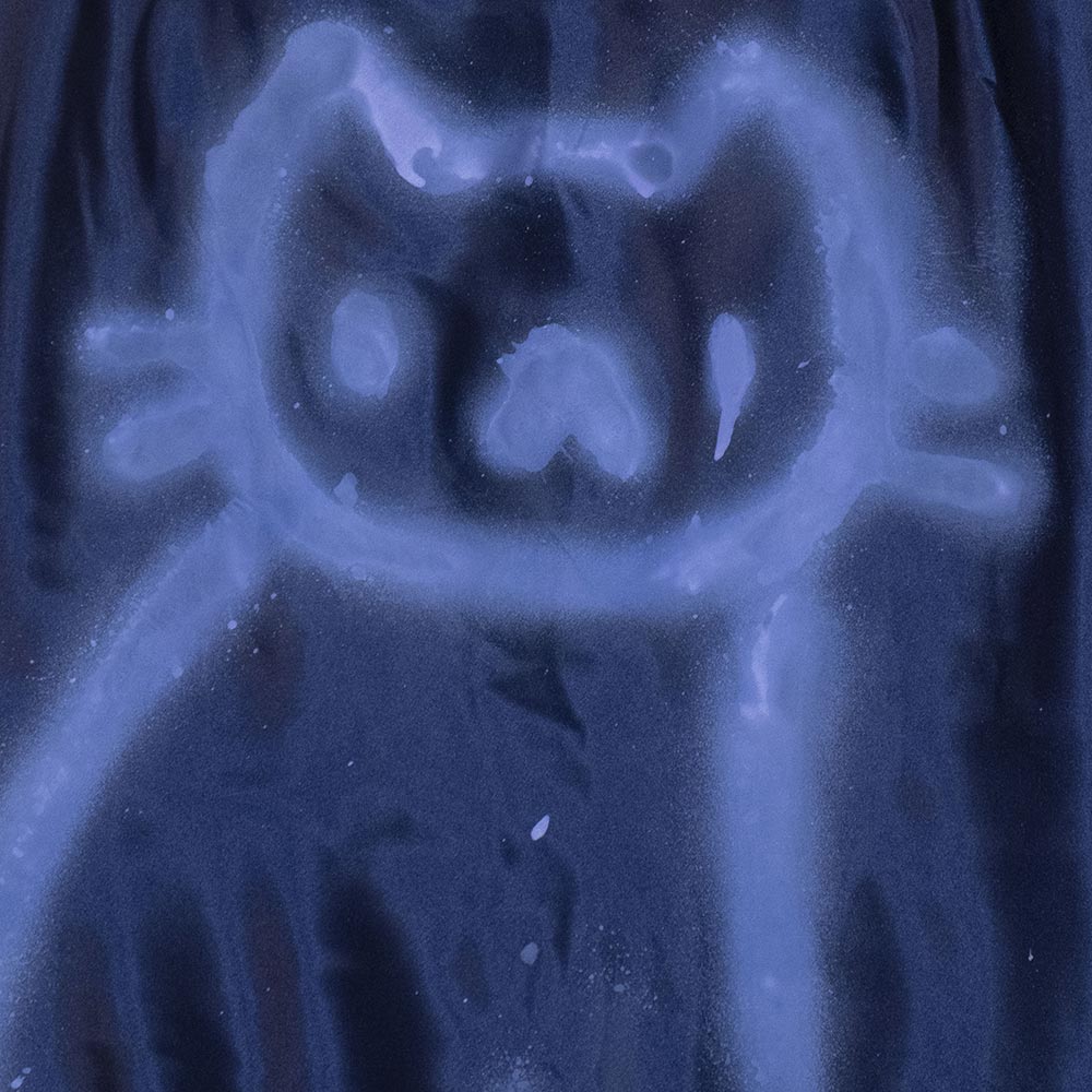 Jupe upcyclée "Chat nocturne" bleue