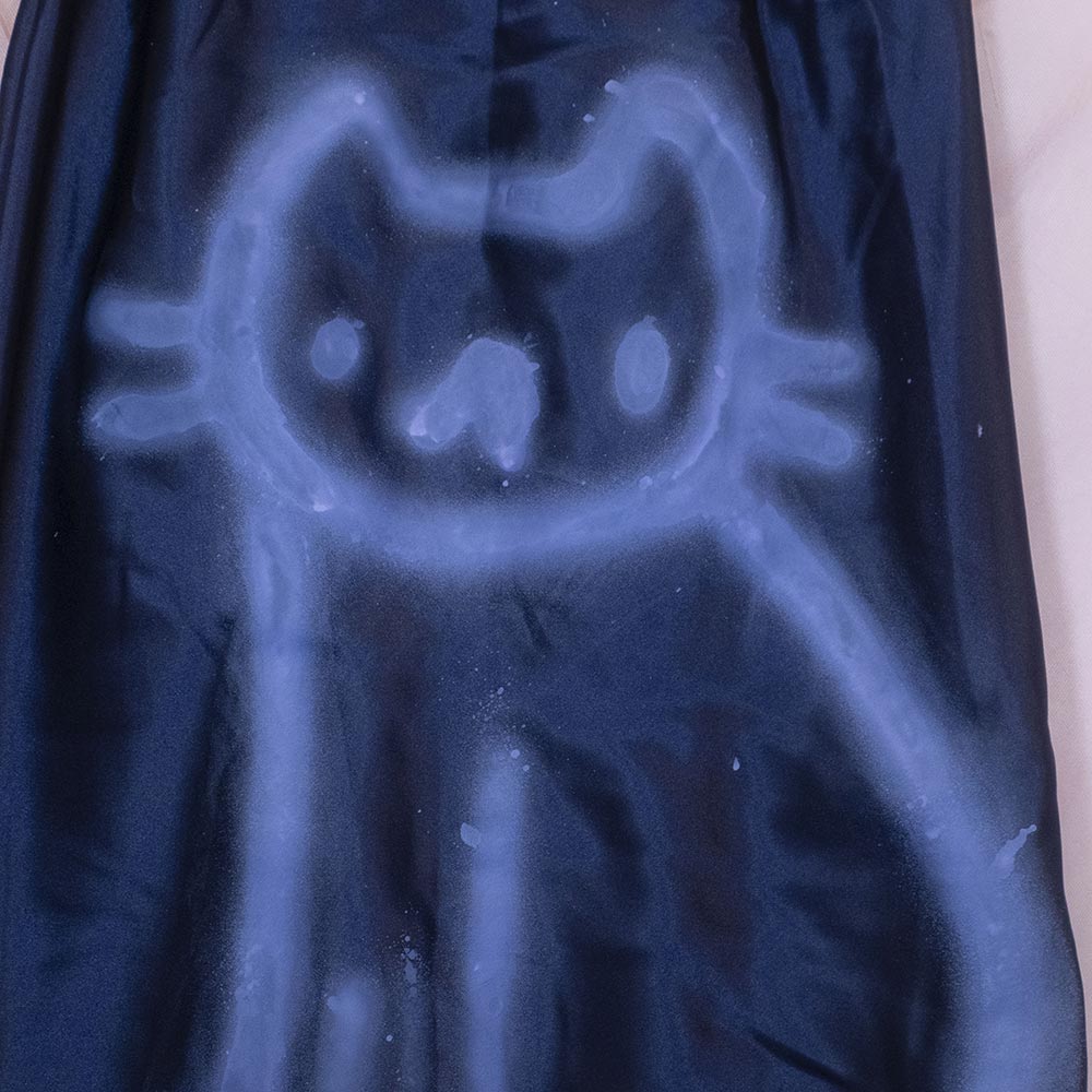 Jupe upcyclée "Chat nocturne" bleue