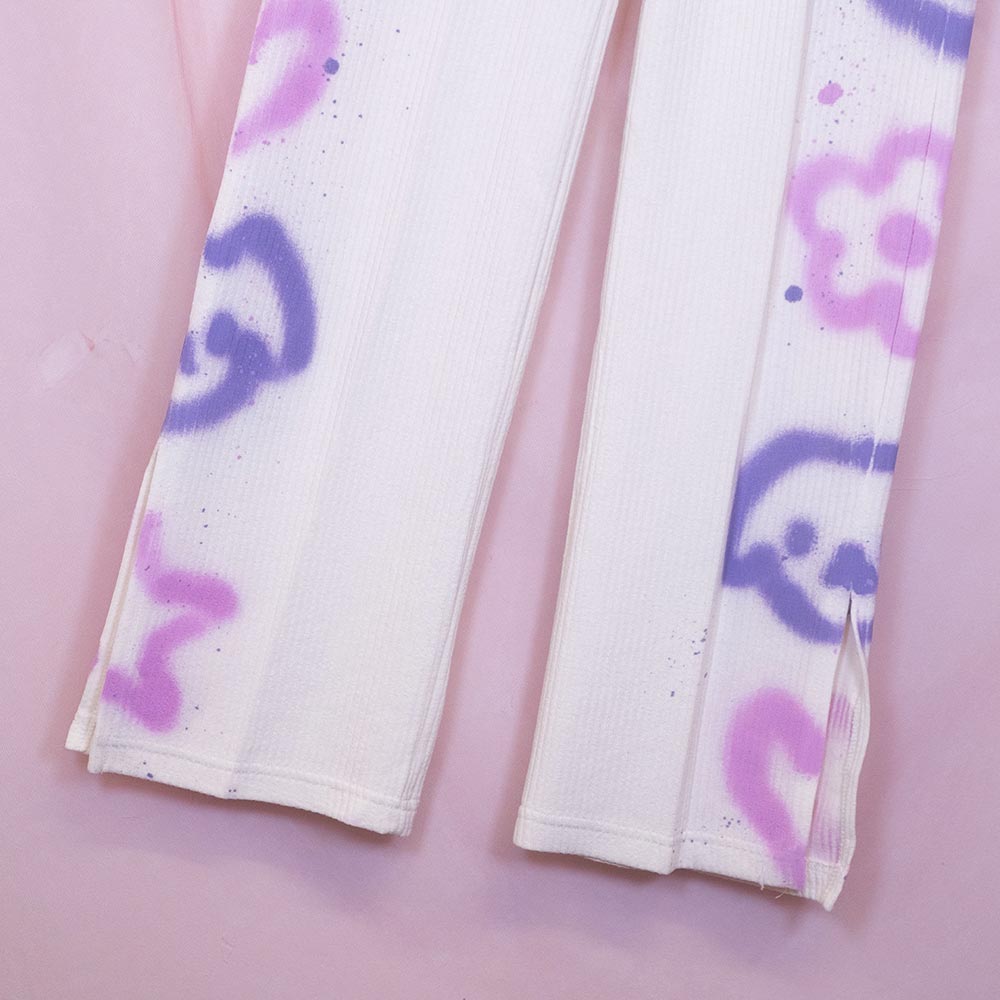 Pantalons blancs upcyclés "Animaux kawaii"