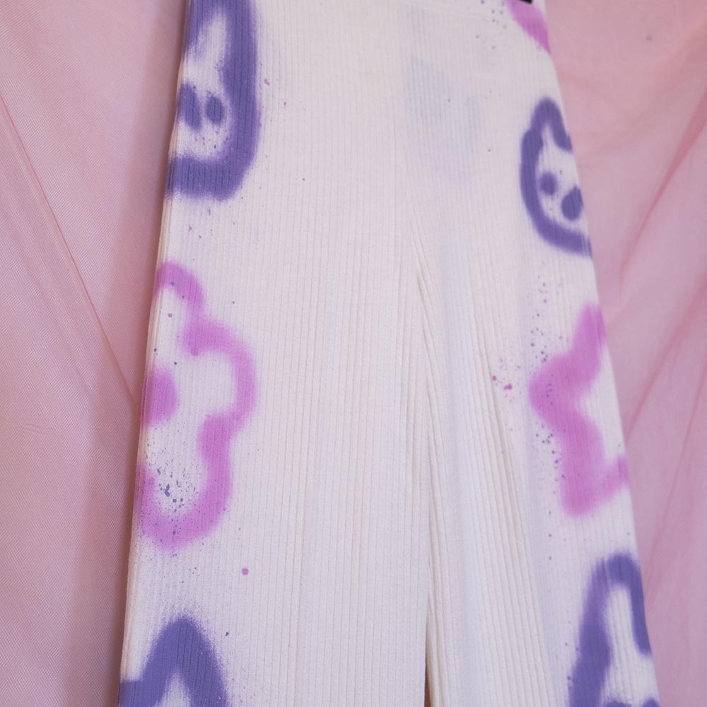 Pantalons blancs upcyclés "Animaux kawaii"