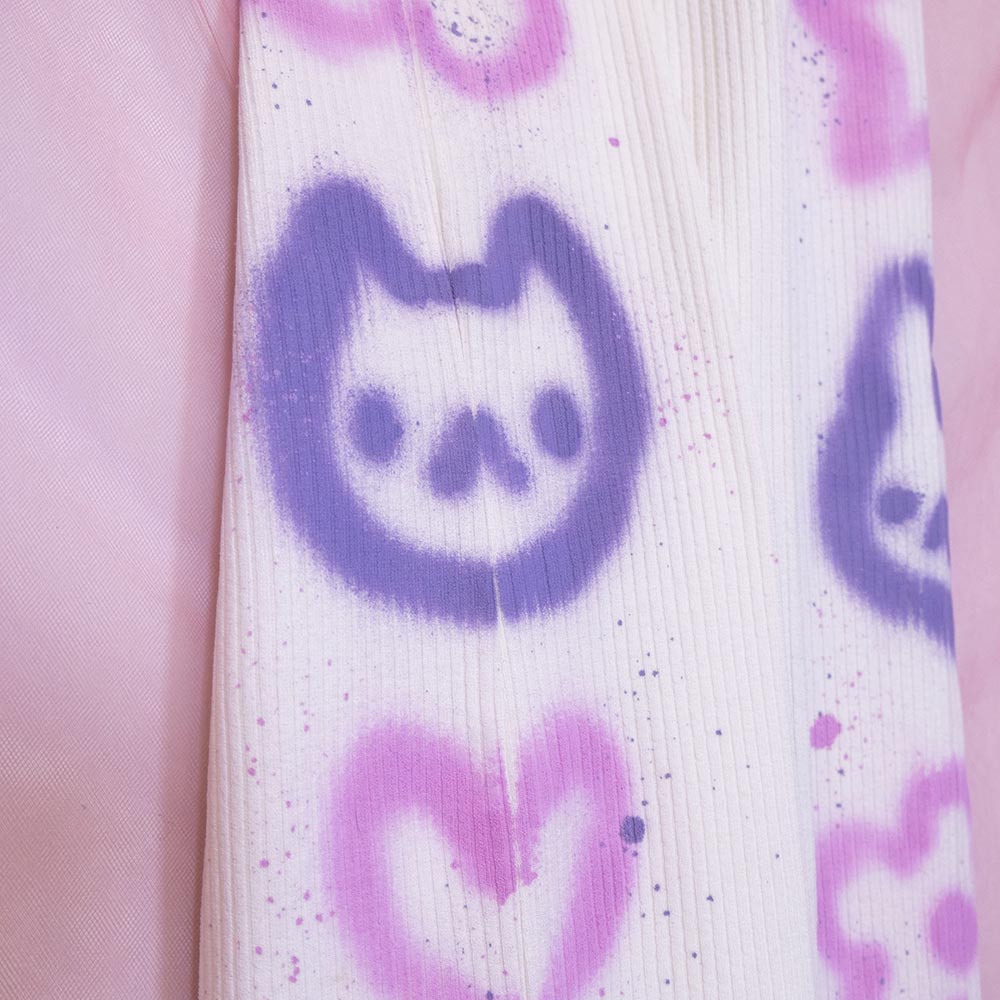 Pantalons blancs upcyclés "Animaux kawaii"