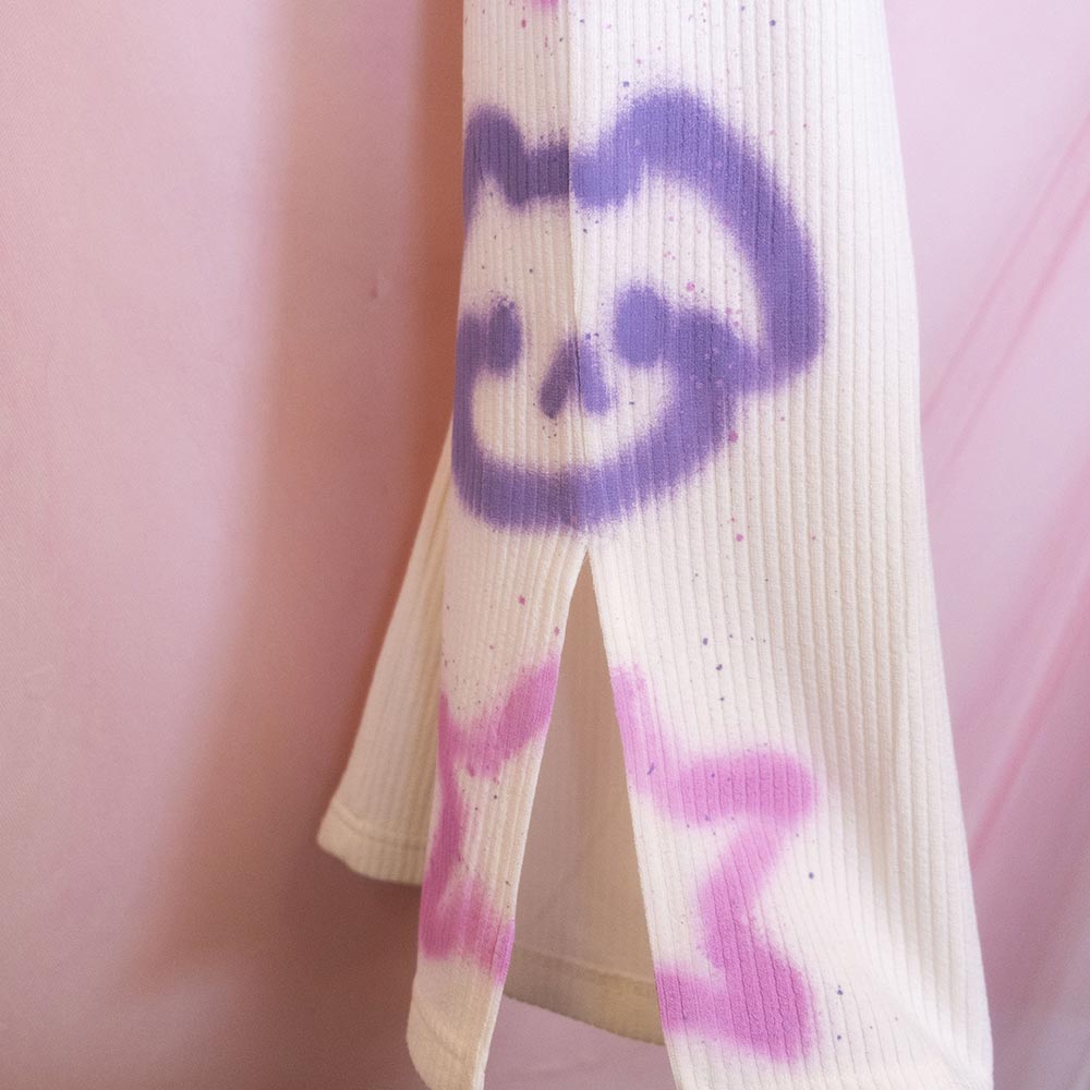 Pantalons blancs upcyclés "Animaux kawaii"