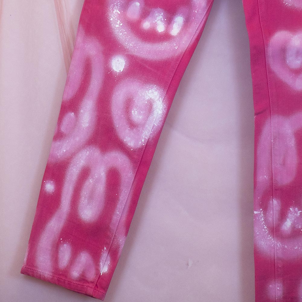 Upcycled "infinite bunnies" pink jeans