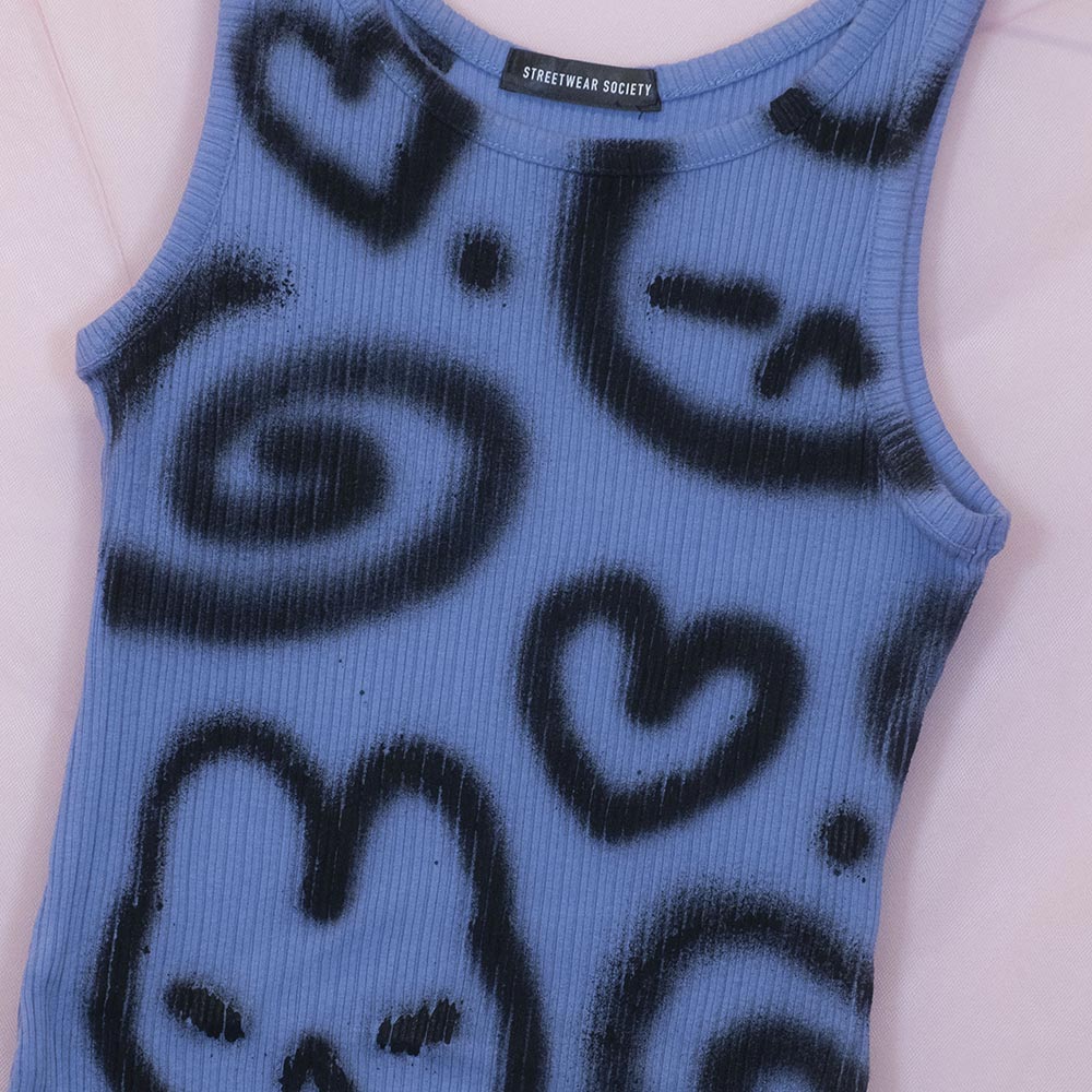 Robe upcyclée "whatever!" bleue