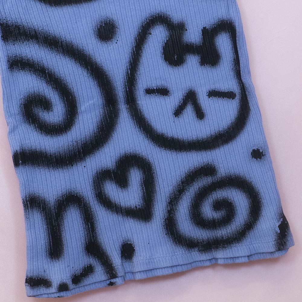 Robe upcyclée "whatever!" bleue