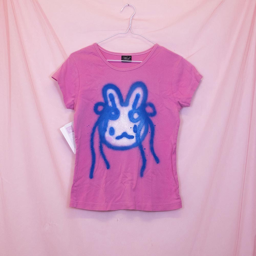Upcycled "Cute Bunny" pink T-shirt