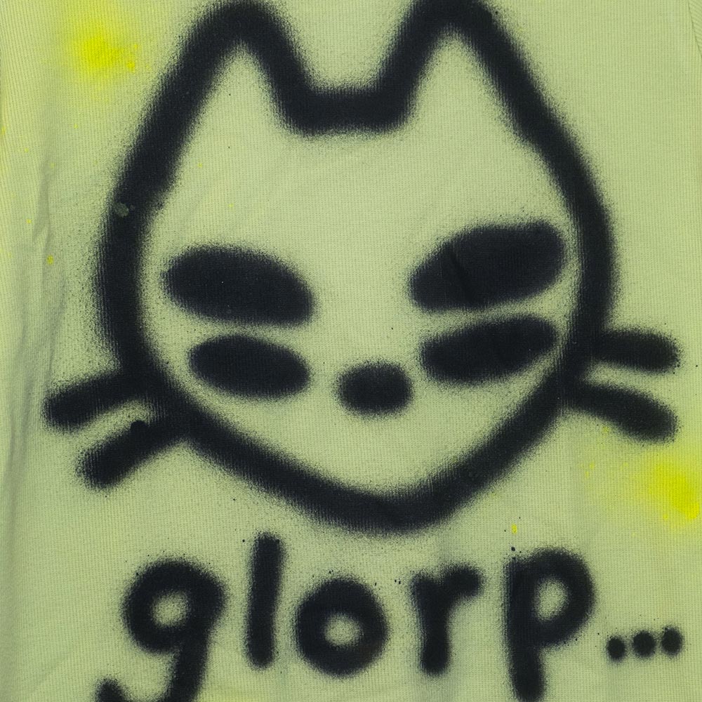 Upcycled "Glorp alien cat" green t-shirt