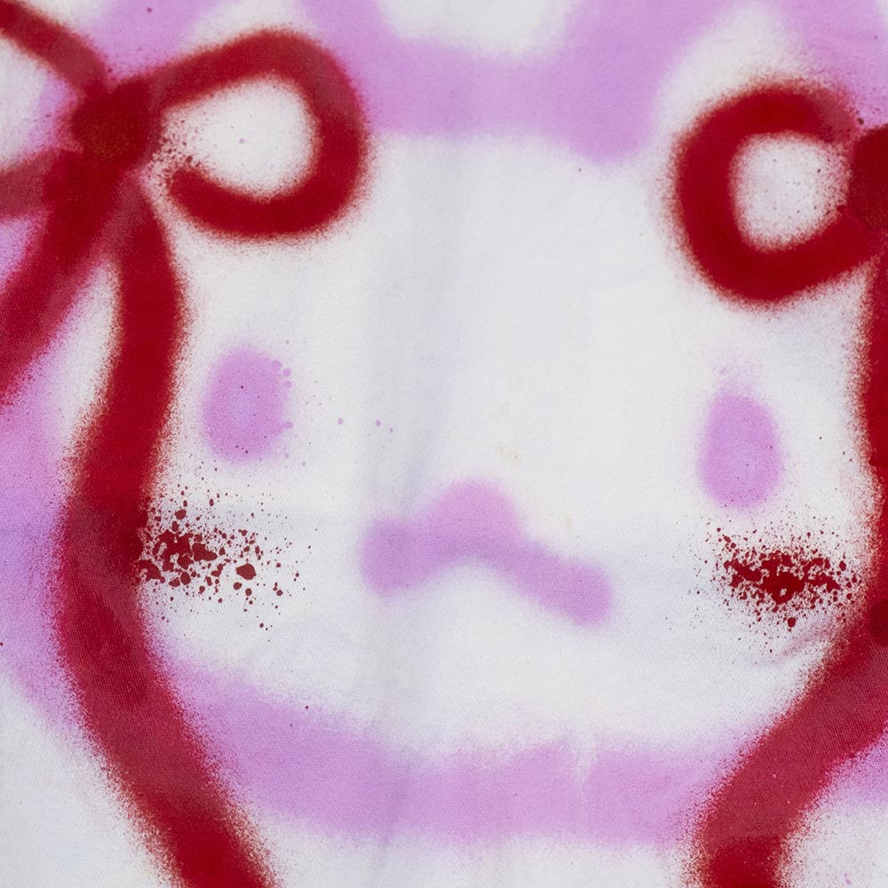 Jean jacket upcyclé blanc "Chat avec boucles"