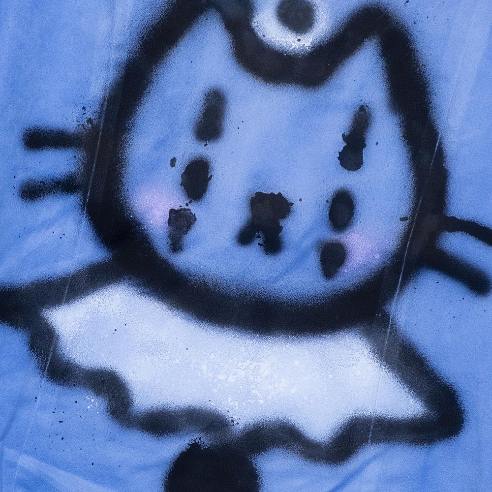 Upcycled "Pierrot Clown Cat" blue jacket