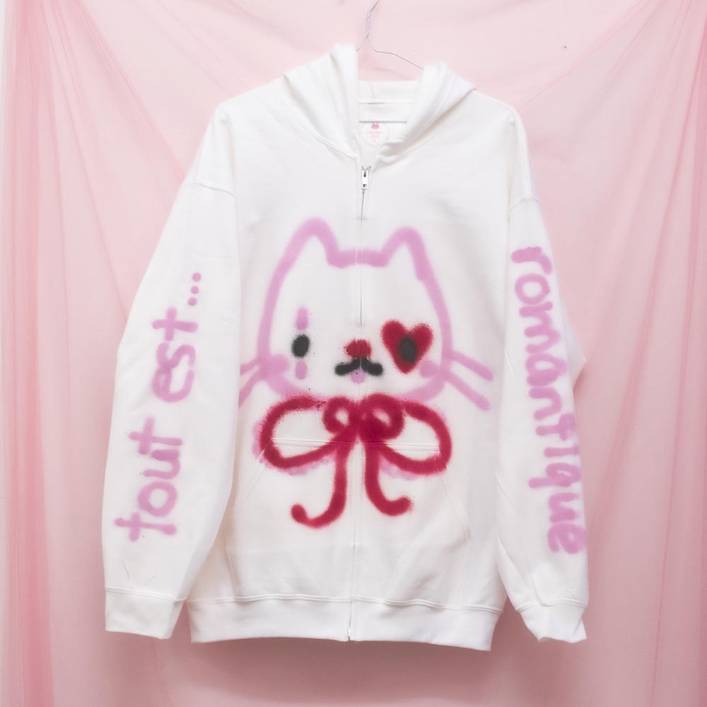 Veste zip-up "Tout est romantique" unique (L)