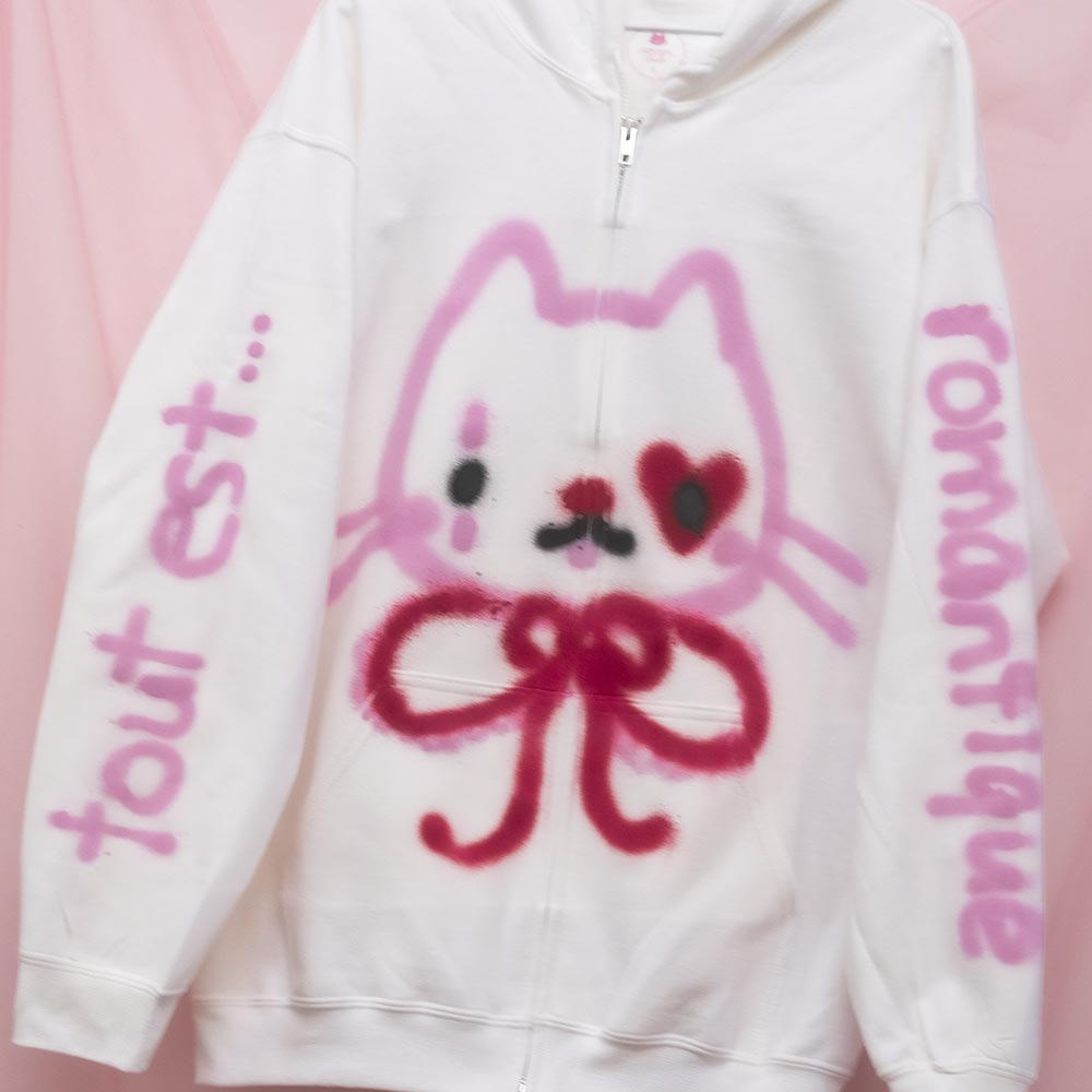 Veste zip-up "Tout est romantique" unique (L)