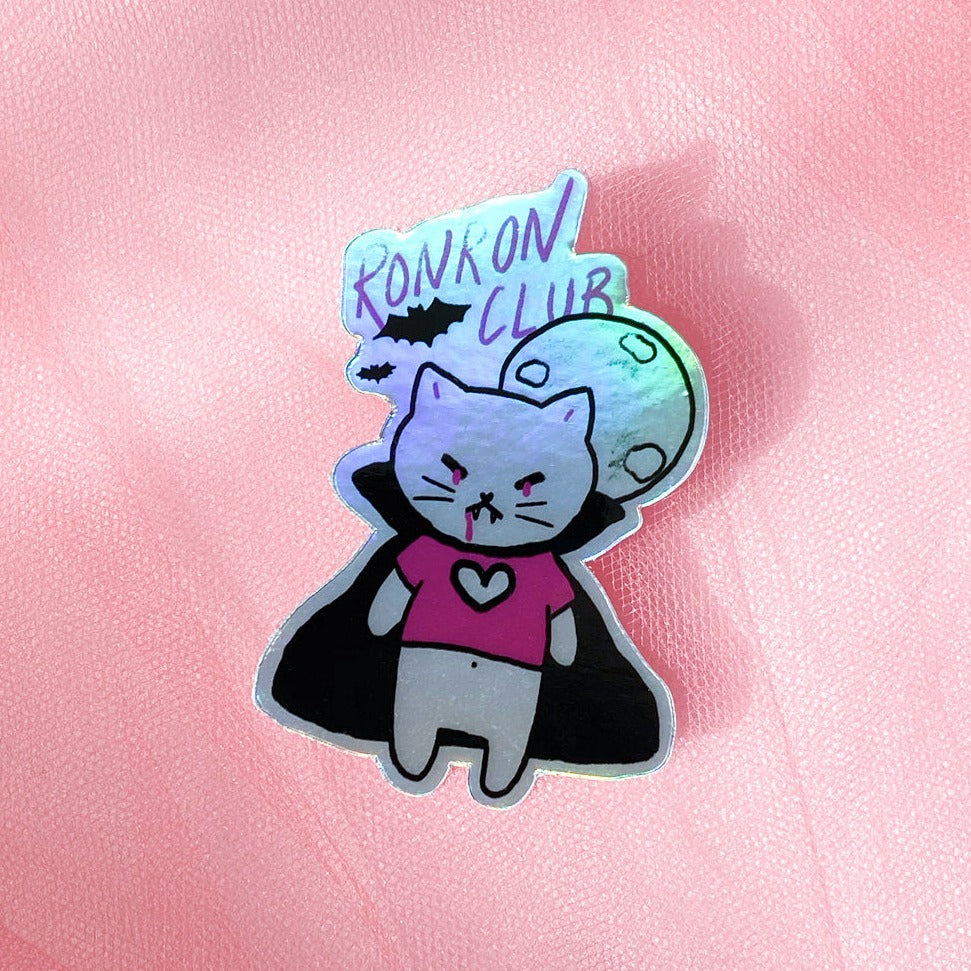 Dracula Cat Holographic Sticker 2.5" 
