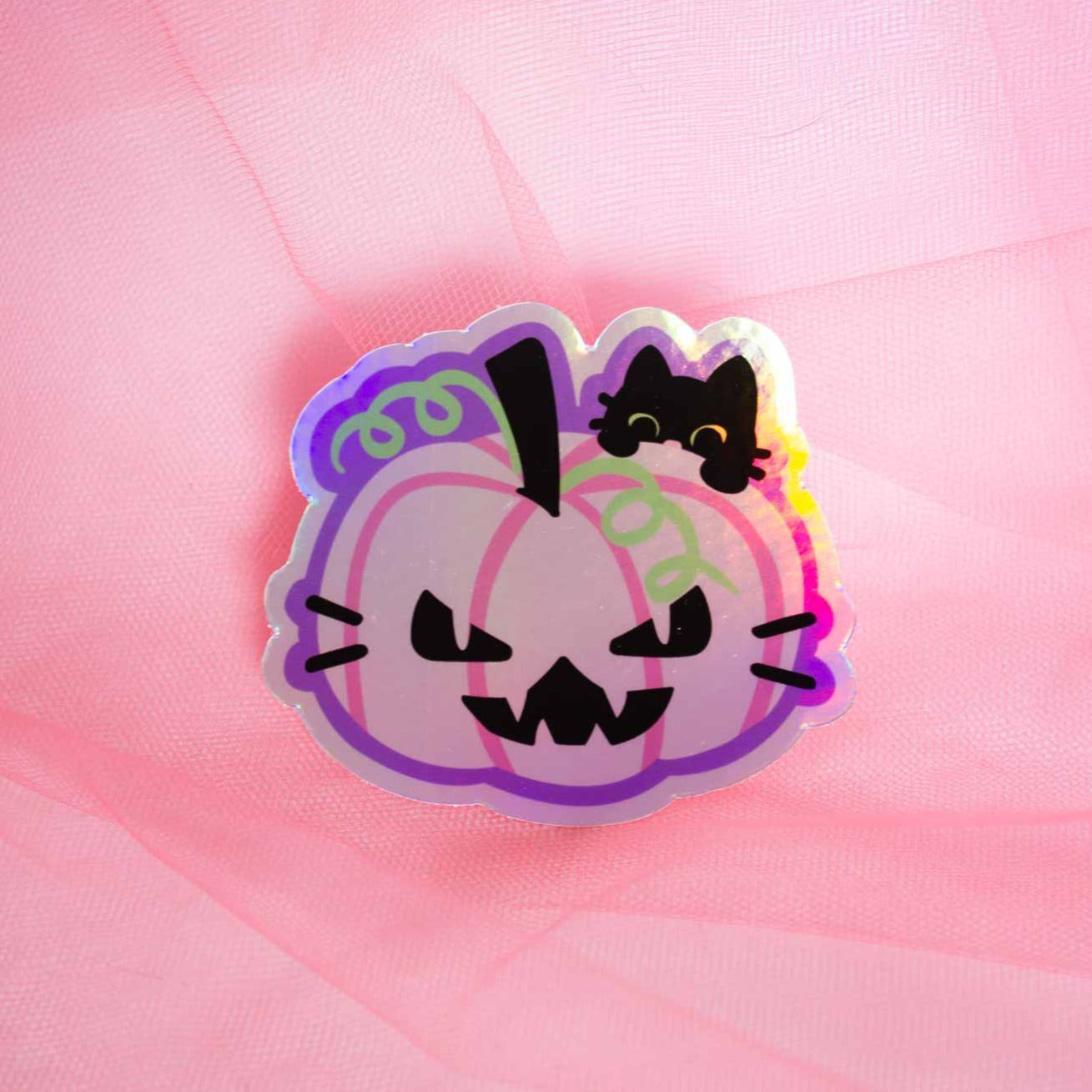 Pumpkat Holographic Sticker 3" 