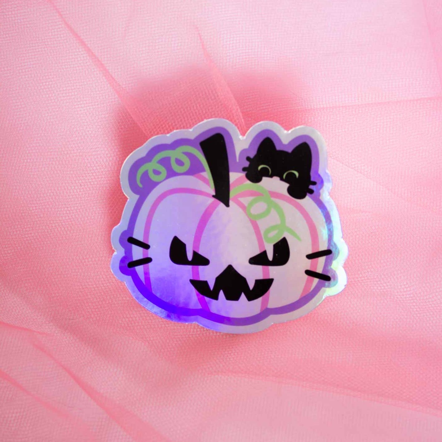 Pumpkat Holographic Sticker 3" 