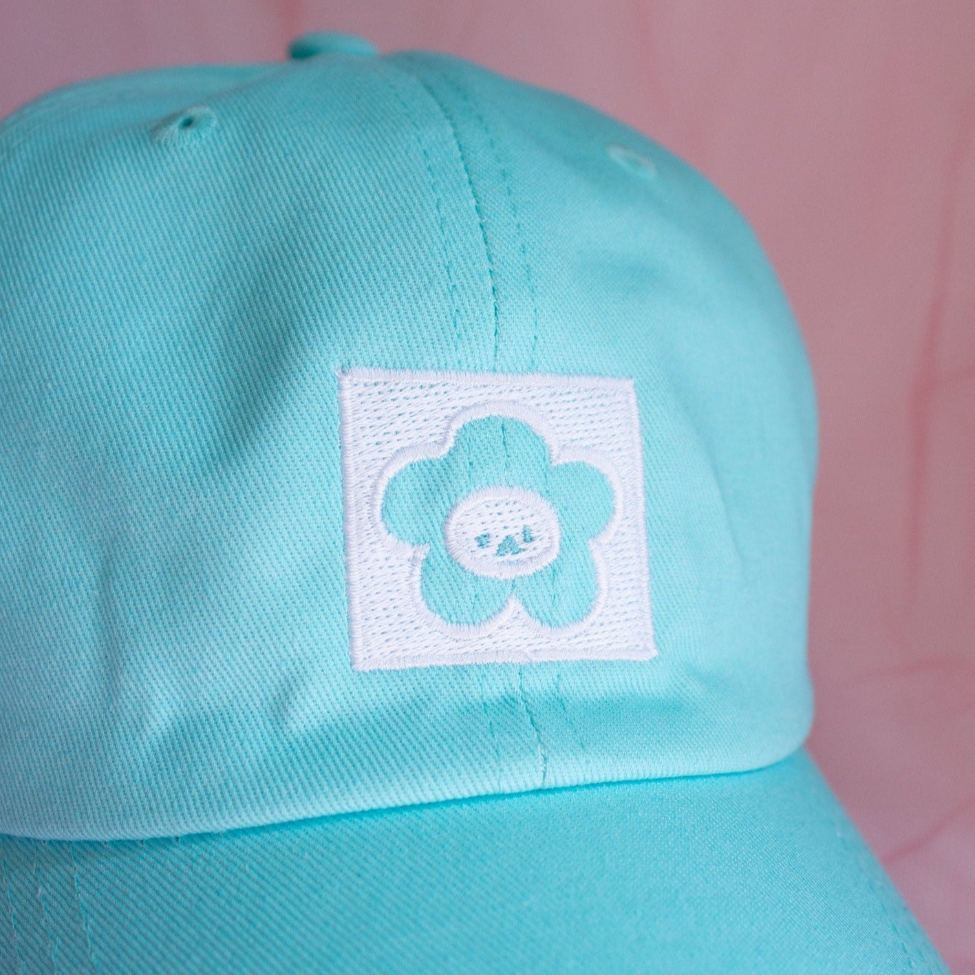 Casquette fleur "Ok" turquoise