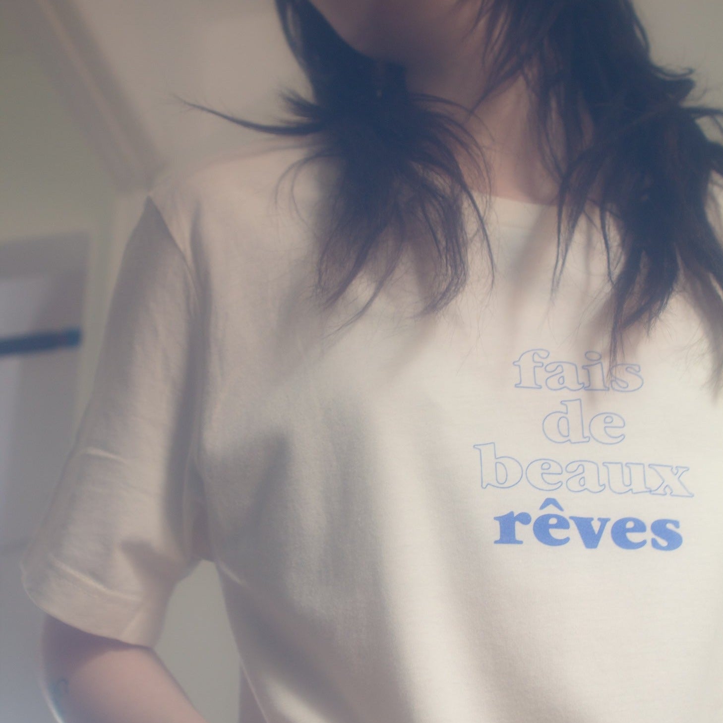 T-shirt beige "Fais de beaux rêves"