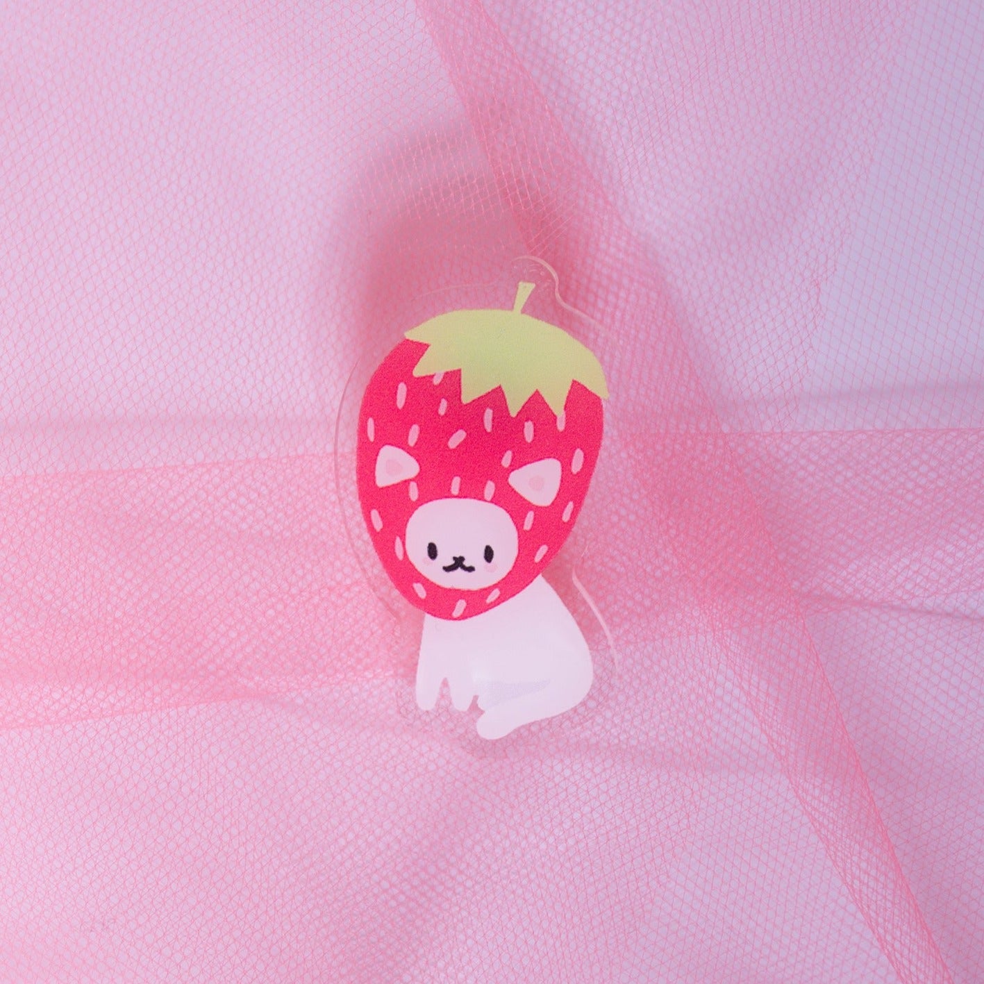 Strawberry Cat Pin 2"