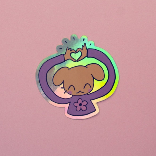 Puppy Love Holographic Sticker 3"