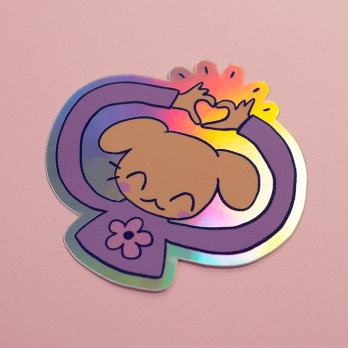 Puppy Love Holographic Sticker 3"