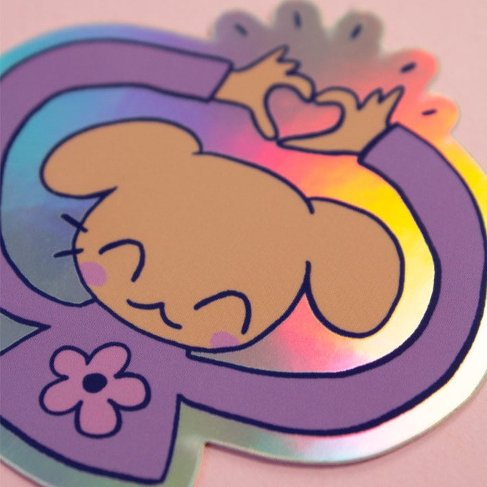 Puppy Love Holographic Sticker 3"