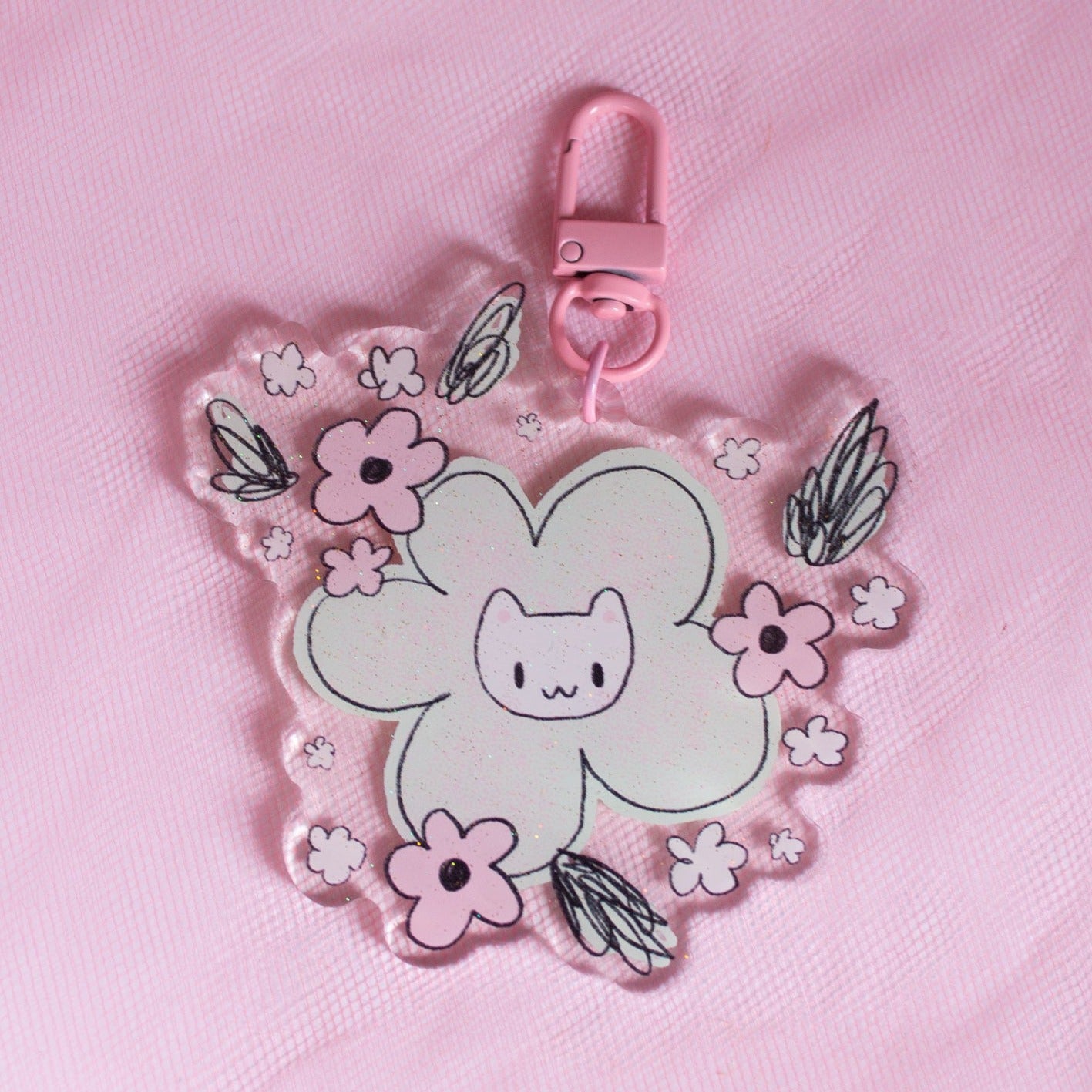 Flower Cat Keychain 3" 