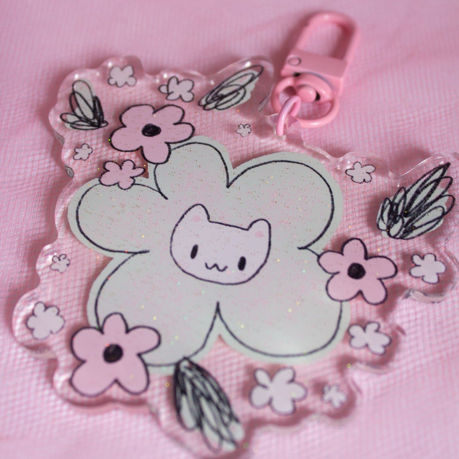 Flower Cat Keychain 3" 