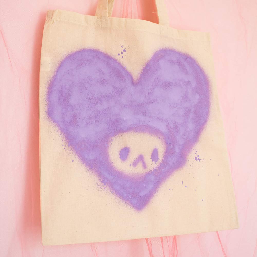 Spray painted Heart Tote Bag